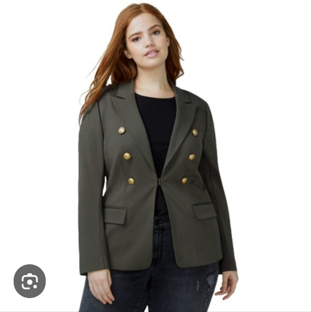 Lane Bryant Blazer Double Breasted Ponte Olive - Plus Size 24
